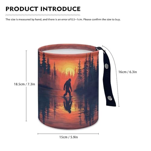 Image of Bigfoot Sunset Forest Car Trash Can Foldable Hanging Portable Dustbin Bin for Back Seat, Front Console, Floor, or Hanging Headrest Waste Basket