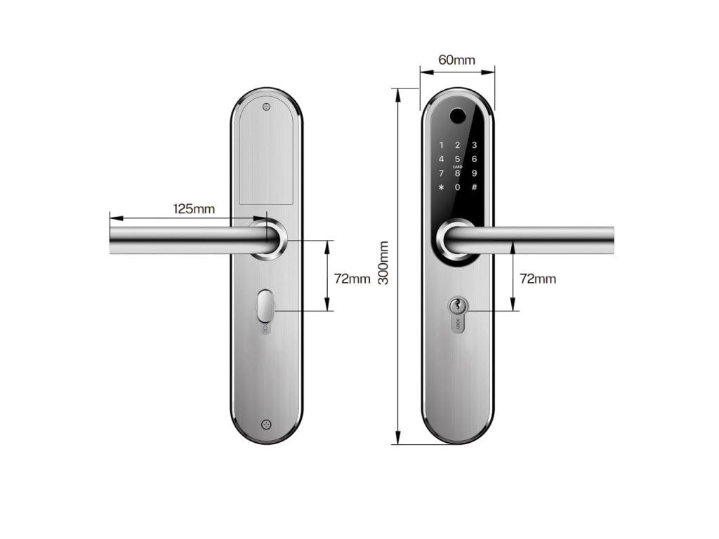 BOT TTLock H1W - Cerradura electrónica para puerta (72 mm, resistente al agua, huellas dactilares, Bluetooth, función inteligente)