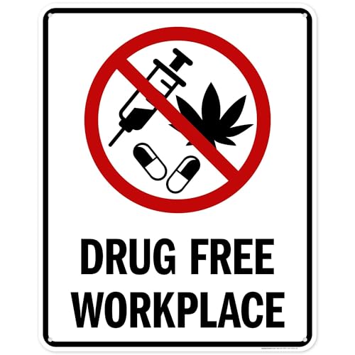 Drug Free Workplace With Graphic Sign, 24x30 Inches, 55 mil thick HDPS (high density polystyrene), Made in USA by My Sign Center