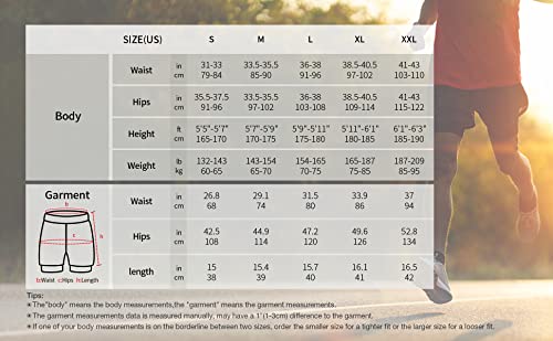 Arsuxeo Men's 2 In 1 Active Running Shorts With 2 Zipper Pockets B191 Black Size Medium #TOP6