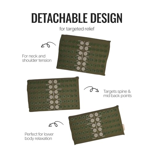 Image of Wiselife Acupressure Mat and Pillow Set with Bag - Large 71x44 cm Spike Acupressure Mat for Back & Neck Pain Relief, Muscle Relaxation, Stress Relief & Sciatica Support (Green)