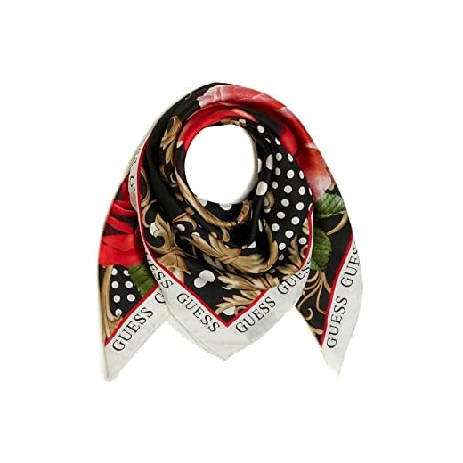 Guess Bufanda de mujer pañuelo de seda estampado de flores y logo