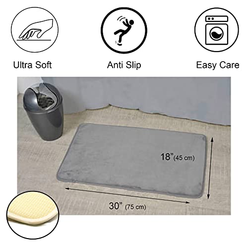 Evideco French Home Goods Bathroom Rug Memory Foam Mat Grey 30" L X 18" W #TOP2