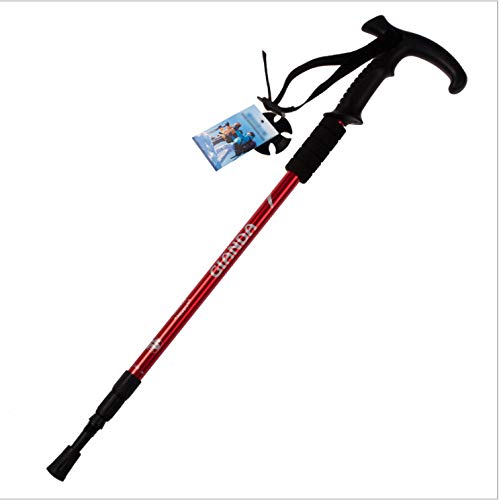 Hikehobby® Antishock With Handle Trekking Walking Hiking Stick Pole (Red) — image 1