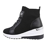 Ital Design Damenschuhe Freizeitschuhe Sneakers High, LT268-1-, Synthetik, Schwarz, Gr. 37