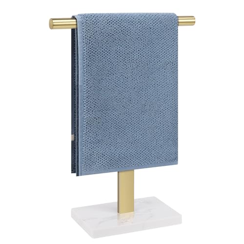 La mejor selección de Toallas de pie los 10 mejores. 46 BathAce - Soporte para toallas de mano en forma de T para baño, toallero de mano, barra de pie para encimera de cocina, acero inoxidable 304, base de mármol (dorado)