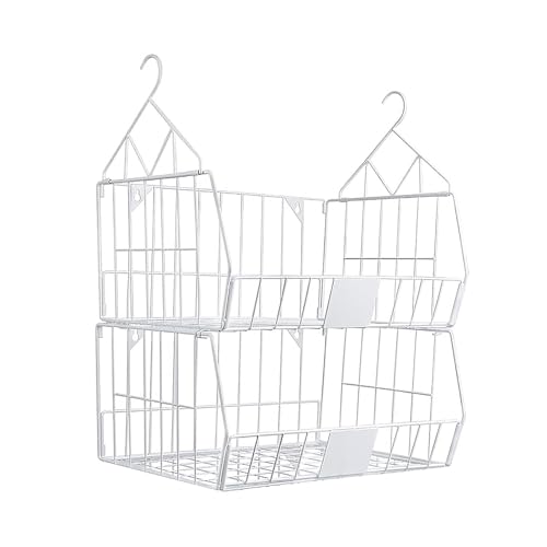 Queen.Y Organizador de armario colgante, cesta de almacenamiento de alambre con ganchos, estantes para colgar ropa, suéteres, accesorios