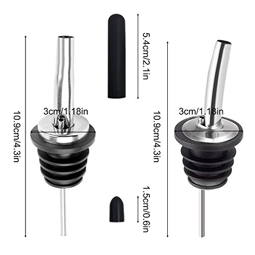 10 stks Liquor Fles Pourers met Rubber Dust Caps & 2 Reinigingsborstels, SENHAI Rvs Drinken Wijn Snelheid Pourers… - Image 4