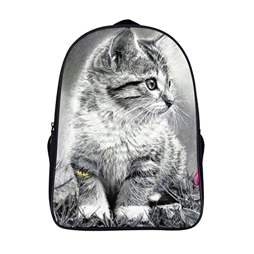 Sac à dos d'école pour enfants chat mignon cartable de voyage décontracté 3D