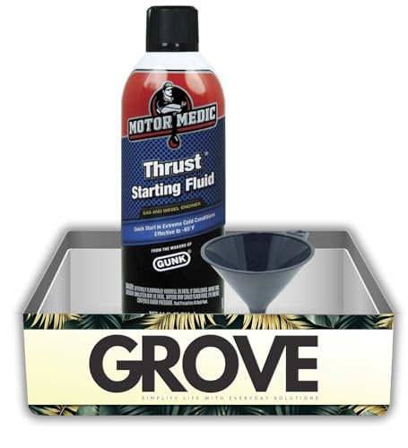 Starting Fluid Spray Motor Medic Thrust Diesel/Gasoline Starting Fluid 11 oz Bundle with Plastic 16 oz Funnel – Effective for Quick Engine Starts in Diesel and Gasoline Engines – Gift Set (2 Items)