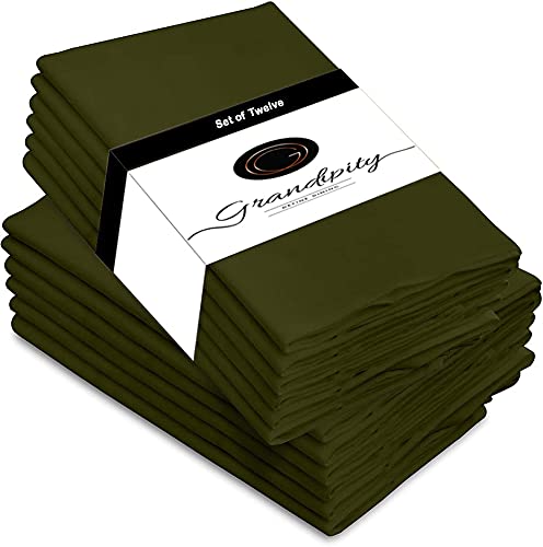 Grandipity Huntergreen 12 Pack Linen Table Napkins 17”x 17” Inch Soft & Handcrafted with Mitered Corners, Reusable Party Cloth Napkins – Perfect Table Napkins for All Events
