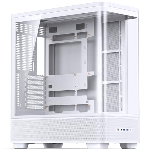 Jonsbo TK-5 Boîtier PC – Blanc | Tour midi ATX avec verre trempé, design panoramique et espace pour jusqu'à 10 ventilateurs