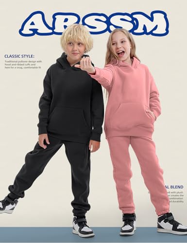 Arssm Girls Boys Sweatsuits Fleece 2 Piece Outfits Pants Set Hoodie and Sweatpant Set Kids Athletic Fleece Tracksuits2