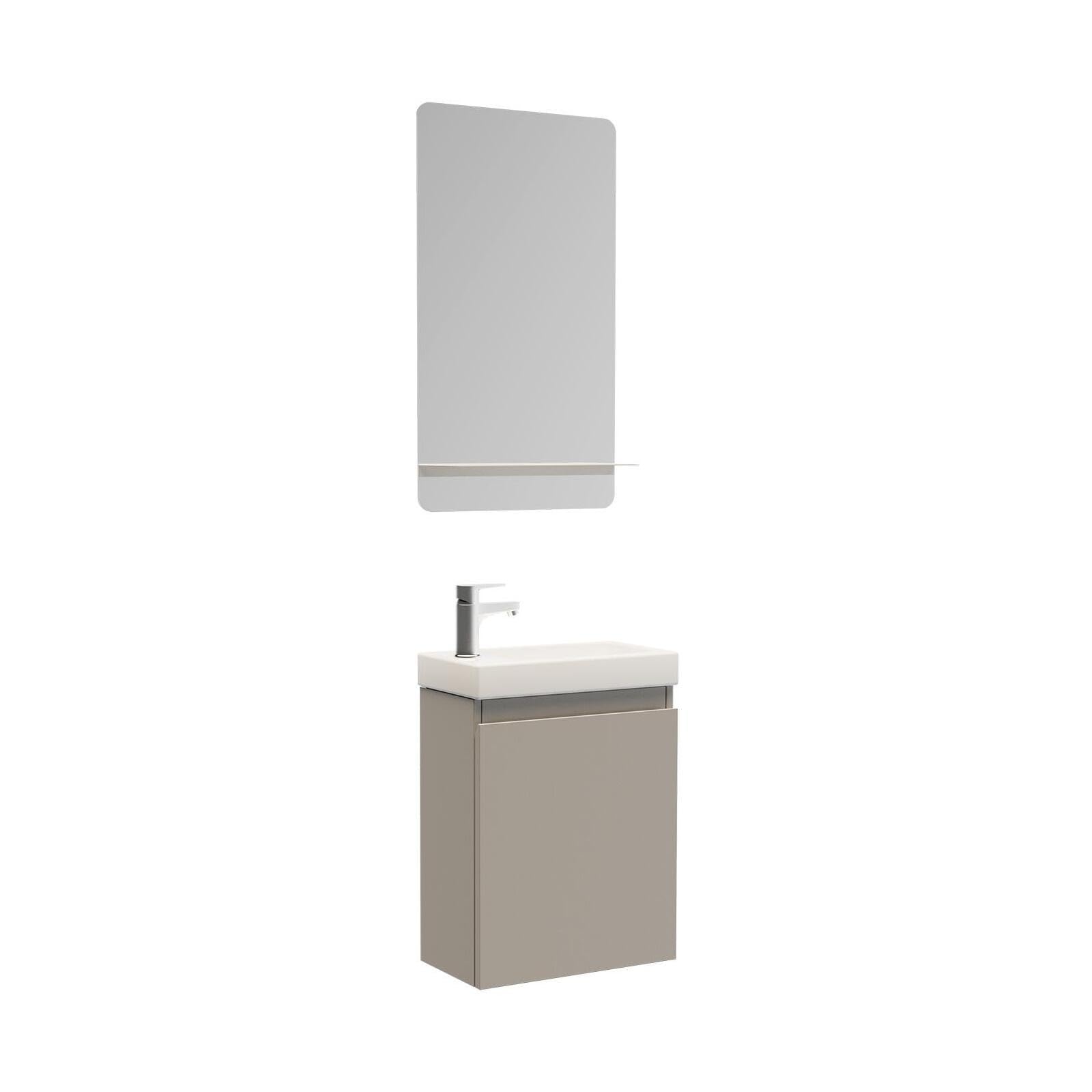Lave-Manos Lisa + Espejo L40 cm con Estante Blanco