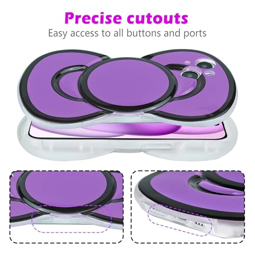 Aleviker Cute Cases for iPhone 15, 3D Bow Shaped Phone Cover Soft Silicone Protective Phone Case for Girls Women Purple by Aleviker - Used condition - Image 4