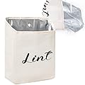 Kamehame Magnetic Lint Bin for Laundry Room Organization and Storage, Cotton Linen Lint Bag, Wall Mount Space Saving Washer Dryer Trash Can Collector