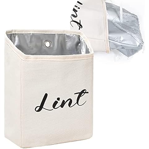 Kamehame Magnetic Lint Bin for Laundry Room Wall Mounted Cotton Linen Lint Bag Bathroom Washer Saving Container Hanging Organization and Storage Tin Cover
