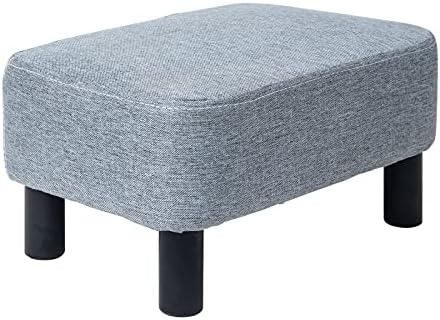 IBUYKE Mały podn&oacute;żek, pufa z tkaniny lnianej, prostokątna otomana...