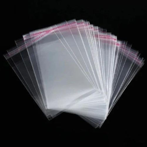 500 Pack Clear Self Sealing Cellophane Bags, Transparent Self-Adhesive OPP Gift Bags for Treats, Cookies, Cards & Crafts (4.5" X 8.5")