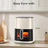 Sweetcrispy 6QT Air Fryer with Window, Square Airfryer Oven 12-in-1 for Family, 400°F Rapid Air Crispy Technology, Roast Bake Dehydrate, Nonstick & Easy-Clean Basket,Off-White