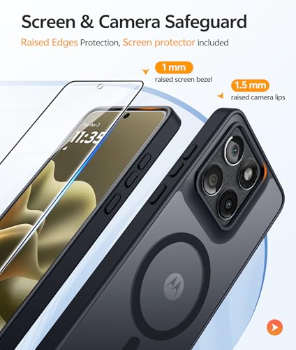 Image of FNTCASE for Motorola Edge 2026 Magnetic Case: [Compatible with Magsafe] Translucent Matte Cases with [Screen Protector] Military Grade Shockproof Protective Phone Cover(6.5 inch /Black)