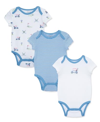 Little Me Clothes for Clothes for Baby Boys' 3-Pack 100% Cotton Scratch Free Tag Blue Golf Club, 6 Months