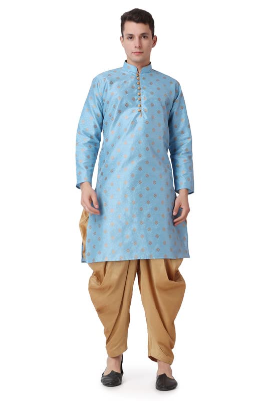 Kurta larga Firozi de seda jacquard para hombre conjunto cómodo contra el calor en bodas