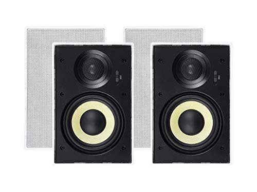 Monoprice - 134708 2 Way in-Wall Speakers - 6.5 Inch (Pair) with Aramid Fiber and Titanium Silk Drivers - Caliber Slim Series