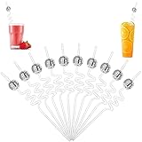 Disco Ball Straws, 10 Pieces Reusable Plastic Straws 70s Disco Party Decorations Mirror Reflective Stirrers Cocktail Disco Ball Decor for Bachelorette Party Holiday Wedding Birthday Supplies