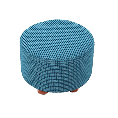 Guosi Round Ottoman Covers Stretch to Fit Slipcover Cover Small for Foot Stool Folding Storage Stool Furniture Protector Form Fit with Elastic Bottom D28CM H17CM-blue??
