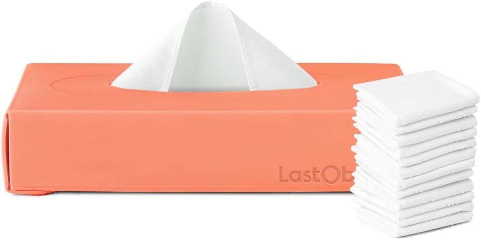 LastTissue® Reusable Cotton Tissue 3 Boxes | Face Towels & Handkerchiefs for Men & Women – Washable, Sustainable Facial Tissue with Storage Case