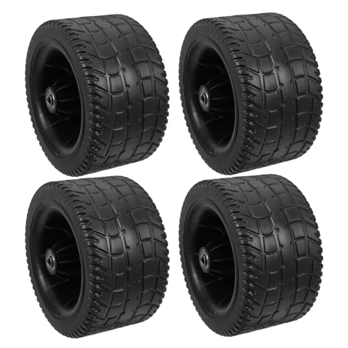 COHEALI 4Pcs 7-Inch Rubber Camping Trailer Wheels with Bearings 8Mm Bore Replacement Tires for Lawn Mower Air Compressor Garden Cart Utility and Hand Trucks