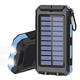 Solar Charger 20000mAh Portable Solar Power Bank for Cell Phone Waterproof External Backup Battery Power Pack Charger Built-in Dual USB/Flashlight