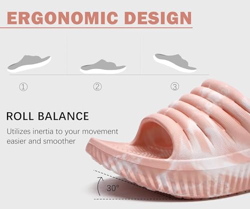 Image of KuaiLu Womens Recovery Sandals With Comfortable Plantar Fasciitis Support,Ladies Orthotic Open Toe Sport Slides Thick Cushion Reduces Stress on Feet,Joints & Back Post-Exercise