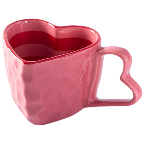 YumiPLUS Ceramic Heart Shape Mug, Pink Porcelain...