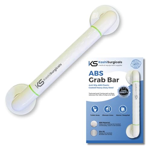 Image of KS Heavy Duty High Grade ABS Grab Bar Safety Rail Handle for Senior Citizen Wall Mounted Grab Bar for Toilet Bathroom Bathtub (White, 24 inches)