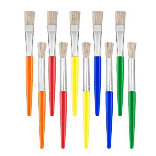 DAJING Kids Paint Brushes Set - 10Pcs Round & Flat Art Brushes, Soft Hog Bristle, Easy Clean, Perfect for Washable, Tempera, Acrylic Paints, Arts & Crafts, Gift Idea 1 DAJING Kids Paint Brushes Set - 10Pcs Round & Flat Art Brushes, Soft Hog Bristle, Easy Clean, Perfect for Washable, Tempera, Acrylic Paints, Arts & Crafts, Gift Idea