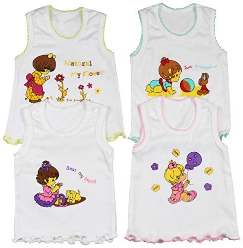 Image of ToBeInStyle Girl's 4 Pack 100% Cotton Ruffle Hem Tank Tops Super Soft Undershirts