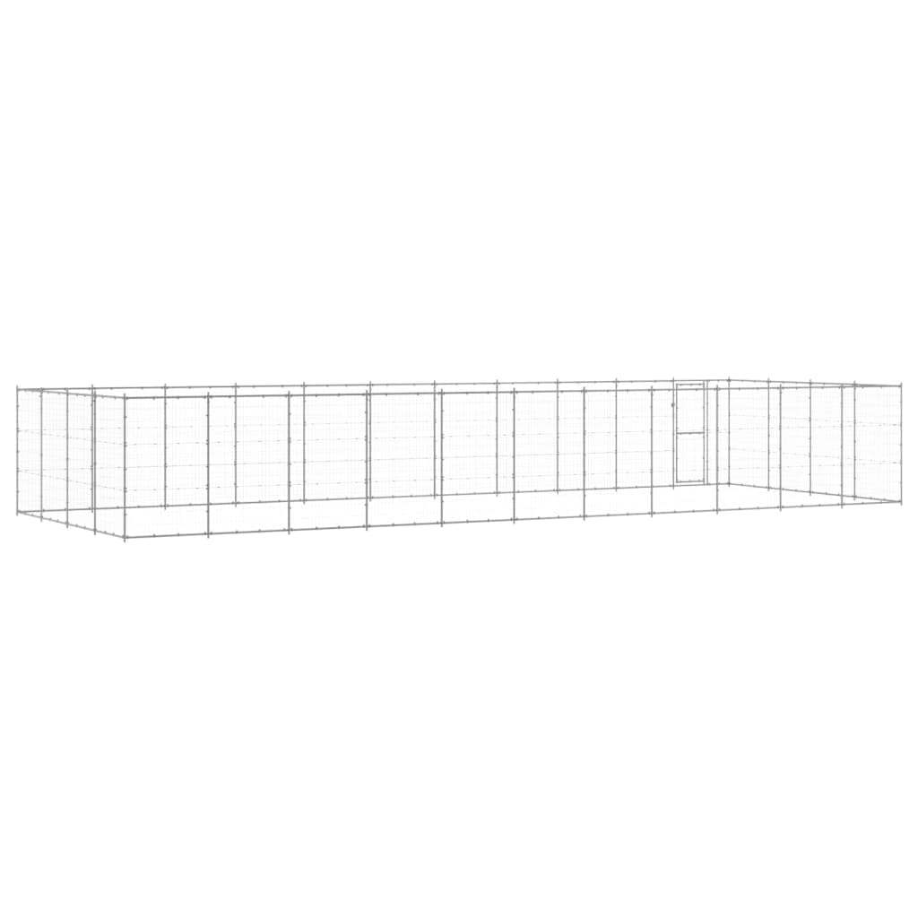 Perrera para perros de acero galvanizado, 43,56 m², resistente a la intemperie, con puerta cerrable, rejilla resistente para perros, cachorros, jardín, protección, seguridad, entrenamiento