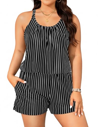 Tempt Me Romper One Piece Swimsuits with Short - Women Boyleg with Pockets Bathing Suit Modest Swimwear
