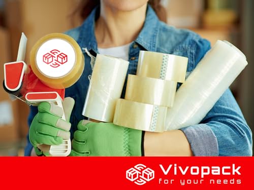 Vivopack Stretchfolie schwarz, Verpackungsfolie auf Rolle, Stretchfolienrolle, 50 cm, 23μm, 1,5kg, Schwarze Folie Selbstklebend, Wickelfolie Stretchfolie für Paletten, Umzugsfolie für Möbel