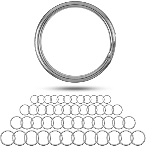 Stabilne kółka na klucze, zestaw 48 sztuk, rozmiary Ø 15 mm, 20 mm, 25 mm, 30 mm, ze stali hartowanej, breloczki do kluczy, organizacja kluczy samochodowych, klucze do drzwi wejściowych, pierścień na klucze