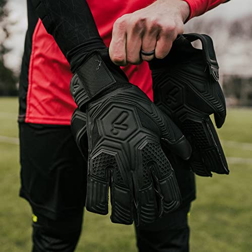 Storelli Gladiator Contender Goalkeeper Gloves | Soccer Goalie Gloves With Finger Spines | Enhanced Finger And Hand Protection | Black | Size 7 #TOP6