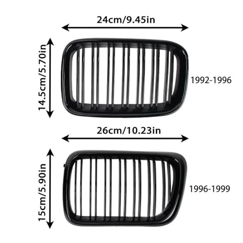 Parrilla riñón negra brillante para BMW E36 de 1992 a 1999 5