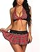 wearella Women Sexy Schoolgirl Costume Lingerie Set Halter Bra Top and Mini Skirt Outfits Lingerie Set Wine Red S