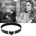 JewelryWe Schmuck Damen Choker Halsband Leder Halskette Gothic Punk Lolita Herz Collier Kette verstellbare Schnalle Kragen Halsketten für Frauen Mädchen Schwarz