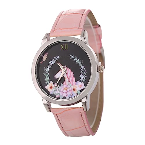 TINEASUR クォーツ時計 漫画の時計 防水腕時計 時計ブレスレット 子供たちは見る レディース腕時計 女性用の時計 夫婦の腕時計 女性の時計 腕時計女性 革ベルトの時計 学生時計 ピンク