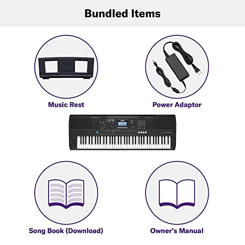 Yamaha 76-Key Touch-Sensitive Advanced Portable Keyboard, with Semi Pro-Quality Sound, Music Rest, and Power Adapter PSREW425