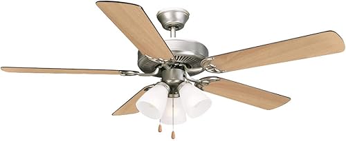 Miniatura 9 de Design House 157370 Millbridge Ventilador de techo tradicional para interiores de 52 pulgadas con kit de luz LED, cuchillas reversibles, níquel
