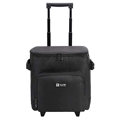 ALLCAMP Insulated Cooler 6 Bottle Wine Tote with Trolley Picnic Soft Cooler with Removable Liner & Wheels